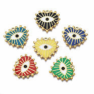 304 Stainless Steel Pendants, with Enamel, Heart with Eye, Golden, Mixed Color, 19.5x20x1.5mm, Hole: 1.2mm(STAS-S080-049G-NR)