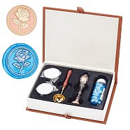 Wax Seal Stamp Set, with Brass Head & Handle, Spool, Candles & Wax, for Invitations Cards Letters Envelope, Retro Gift Box, Mixed Color, 0.9~11.6x0.9~3.75x0.5~1.5cm, 5pcs/box(AJEW-WH0162-42)