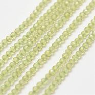 Natural Peridot Bead Strands, Faceted, Round, 2mm, Hole: 0.5mm, about 198pcs/strand, 15.5 inch(G-P279-38-2mm)