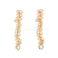 Brass Stud Earring Findings, with Horizontal Loops, Twist Column, Real 18K Gold Plated, 21.5~21.6x4.7~4.8mm, Hole: 1mm, Pin: 0.7mm(KK-G432-24G)