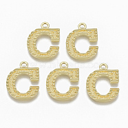 Alloy Pendants, Cadmium Free & Nickel Free & Lead Free, Initial Letter, Real 18K Gold Plated, Initial Letter.C, 20.5x17x2mm, Hole: 2mm(PALLOY-N157-002C-NR)