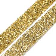 Glitter Resin Hotfix Rhinestone(Hot Melt Adhesive On The Back), Rhinestone Trimming, Costume Accessories, Gold, 30~35x2.5mm, about 65~85cm/pc(OCOR-XCP0001-67)