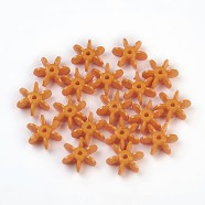 Opaque Solid Color Acrylic Paddle Beads, Star Flake, Dark Orange, 14x12x5mm, Hole: 2mm(X-SACR-S624-5)