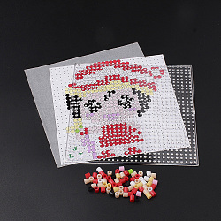 DIY Melty Beads Fuse Beads Sets: Fuse Beads, ABC Plastic Pegboards, Pattern Paper, and Ironing Paper, Girl Pattern, Square, Colorful, 14.7x14.7cm(DIY-S033-027)