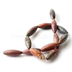 Natural Picasso Stone/Picasso Jasper Beads Strands, Rice, 30~31x10~11mm, Hole: 1.5mm; about 13pcs/strand, 15.7inches(G-R356-29)
