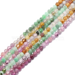 Natural Tourmaline Beads Strands, Faceted, Round, 2mm, Hole: 0.5mm, about 215pcs/strand, 15.16''~15.55''(38.5~39.5cm)(G-P457-A01-14E)