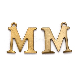 304 Stainless Steel Alphabet Charms,  Rainbow, Antique Bronze, Letter.M, 12x11.5x1mm, Hole: 1mm(STAS-H122-M-AB)