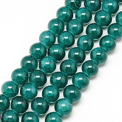 Baking Painted Crackle Glass Bead Strands, Round, Teal, 6mm, Hole: 1.3~1.6mm, about 133pcs/strand, 31.4 inch(DGLA-Q023-6mm-YS40)