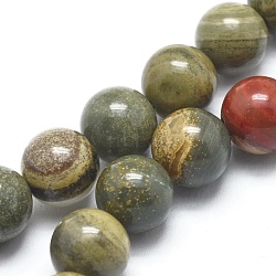 Natural Silver Leaf Jasper Beads Strands, Round, 6mm, Hole: 1mm, about 62pcs/strand, 14.9 inch(38cm)(G-I254-04B)