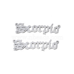 304 Stainless Steel Connector Charms, Word, Scorpio, 8x31x1mm, Hole: 0.8mm(STAS-N095-136H)