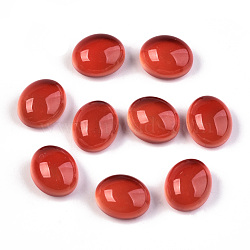 Glass Cabochons, Changing Color Mood Cabochons, Oval, Red, 12x10x6.5mm(X-GLAA-R218-05)