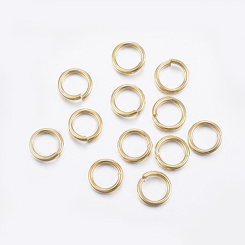 304 Stainless Steel Open Jump Rings, Real 24K Gold Plated, 6x1.2mm, Inner Diameter: 4mm