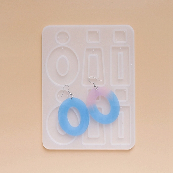 DIY Dangle Earring Silicone Molds, Resin Casting Molds, for UV Resin, Epoxy Resin Jewelry Making, Mixed Shapes, White, 164x123x5mm