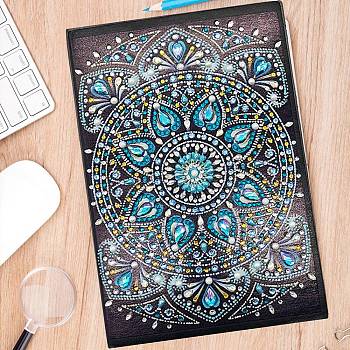 DIY Notebook Diamond Painting Kits, Including A5 Notebook, Resin Rhinestones, Diamond Sticky Pen, Tray Plate and Glue Clay, Flower Pattern, 210x150mm, 50 pages/book