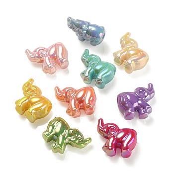 UV Plating Rainbow Iridescent Acrylic Beads, Elephant, Mixed Color, 23.5x21x11mm, Hole: 3.8mm