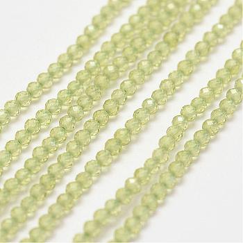 Natural Peridot Bead Strands, Faceted, Round, 2mm, Hole: 0.5mm, about 198pcs/strand, 15.5 inch