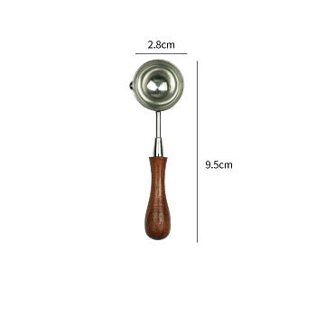 Stainless Steel Wax Sealing Stamp Melting Spoon, with Wooden Handle, for Wax Seal Stamp Melting Spoon Wedding Invitations Making, Stainless Steel Color, 95x28mm