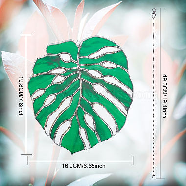 Monstera Leaf Acrylic Pendant Decorations(HJEW-WH0043-33B)-2