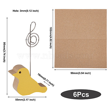 6Pcs 6 Style Animal Wood Name Card Holder(ODIS-KS0001-02)-3