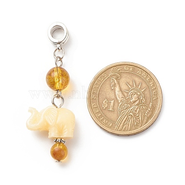 Opaque Resin and Natural Mixed Stone European Dangle Charms(PALLOY-JF01764)-3