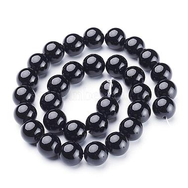 Natural Black Onyx Round Beads Strands(GSR12mmC097)-3