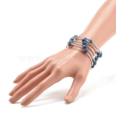 5-boucles de bracelets enroulés de perles de lapis-lazuli naturel pour femme(BJEW-JB01517-10)-3
