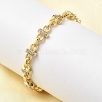 Brass Micro Pave Clear Cubic Zirconia Link Chain Bracelets, Cadmium Free & Lead Free, Rack Plating, Long-Lasting Plated, Real 18K Gold Plated, 8-1/8x3/8 inch(20.6x0.85cm)(BJEW-C130-06G)
