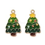 Alloy Enamel Pendants, Christmas Theme, Light Gold, Christmas Tree, 27x15x1.2mm, Hole: 1.8mm(X-ENAM-I061-01KCG-01)