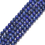 Natural Lapis Lazuli Beads Strands, Grade A-, Round, 6mm, Hole: 1mm, about 62pcs/strand, 16 inch(X-G-G423-6mm-AB)