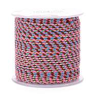4-Ply Polycotton Cord, Handmade Macrame Cotton Rope, with Gold Wire, for String Wall Hangings Plant Hanger, DIY Craft String Knitting, Purple, 1.5mm, about 21.8 yards(20m)/roll(OCOR-Z003-C03)