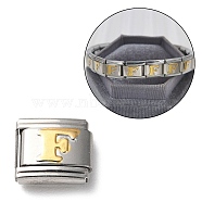 Rectangle 206 Stainless Steel Enamel Connector Charms, DIY Handmade Module Bracelet Accessories, Platinum, Letter, 9x10x4~6mm(STAS-Q250-03P-02)