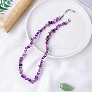 Natural Amethyst Chips Bead Necklace, 18.90 inch(48cm)(PW-WG87743-02)