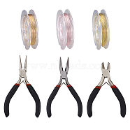 DIY Jewelry Kits, with Copper Jewelry Wire, Long-Lasting Plated, Carbon Steel Pliers, Mixed Color, 0.6mm, 5m/roll, 3color, 1roll/color, 3rolls/set(DIY-TA0002-73)