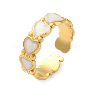 304 Stainless Steel Enamel Cuff Rings, Heart, Real 18K Gold Plated, 6mm, Adjustable(RJEW-M171-04G)