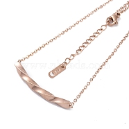 Ion Plating(IP) 304 Stainless Steel Cable Chain Necklaces, Twist Stick Pendant Necklaces for Women, Rose Gold, 17.72 inch(45cm)(NJEW-G081-05RG)