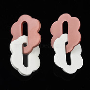 Handmade Polymer Clay Linking Rings, Double Oval Flower, Dark Salmon, 51mm, Ring: 32x24x3mm(CLAY-N010-032-01)