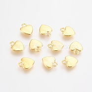 Tibetan Style Alloy Charms, Lead Free, Nickel Free and Cadmium Free, Heart, Golden Color, 12mm long, 10mm wide, 2.5mm thick, hole: 2mm(K08QL012)