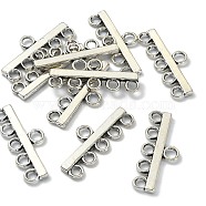 Tibetan Style Alloy Chandelier Components Links, 5-Strand Reducer Connector, Bar, Cadmium Free & Lead Free, Antique Silver, 12x29x2mm, Hole: 2.5mm & 3mm(TIBE-YW0001-50)