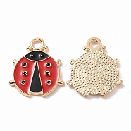Alloy Enamel Pendants, Ladybug Charm, Golden, 19x16x1.5mm, Hole: 2.5mm(ENAM-B054-04G-01)
