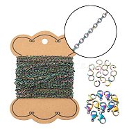 DIY Jewelry Set Making Kits, Including Ion Plating(IP) 304 Stainless Steel Cable Chains & Open Jump Rings & Lobster Claw Clasps, Rainbow Color, Chain: 5.48yard(5m)/set(DIY-LS0003-78)