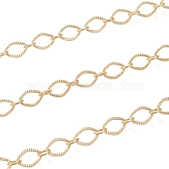 3.28 Feet Brass Link Chains, Textured, Long-Lasting Plated, Soldered, Real 18K Gold Plated, 8.5x6x0.7mm and 5x3.5x1mm(X-CHC-M020-07G)