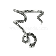316 Surgical Stainless Steel Cuff Earrings, with Rhinestone, Right, Antique Silver, 55x41mm(EJEW-E300-02AS-02)