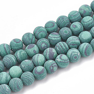 Synthetic Malachite Beads Strands, Frosted, Round, 8mm, Hole: 1mm, about 47pcs/strand, 15.5 inch(G-T106-200)