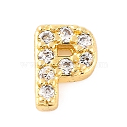 Rack Plating Brass Micro Pave Cubic Zirconia Cabochons, Cadmium Free & Lead Free, Long-Lasting Plated, Real 18K Gold Plated, Letter P, 6x4x2mm(KK-F874-04G-P)