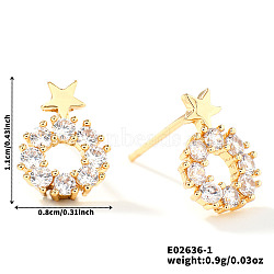 Brass Rhinestone Stud Earrings for Women, Elegant and Stylish Fashion Accessories, Golden, Star, 11x8mm(HV1231-2)