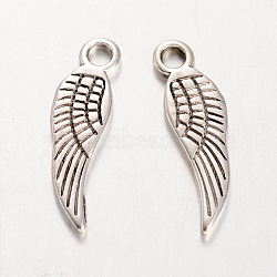 Tibetan Style Pendants, Wing, Cadmium Free & Nickel Free & Lead Free, Antique Silver, 18x5mm, Hole: 1.5mm.(LF1263Y-NF)