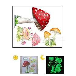 Glow in The Dark Mushroom Switch Wall Stickers, Luminous Cartoon PVC Light Switch Decals, for Kids'Bedroom Living Room, Sea Green, 110x130mm(MUSH-PW0001-084B)