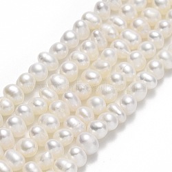 Natural Cultured Freshwater Pearl Beads Strands, Potato, Beige, 3~4x4~5x4~5mm, Hole: 0.5mm, about 98pcs/strand, 14.33 inch(36.4cm)(PEAR-F018-05-01)
