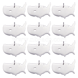 Unicraftale 12Pcs 201 Stainless Steel Pendants, Map of U.S.A, Stainless Steel Color, 16x25x1mm, Hole: 3mm(STAS-UN0036-65)