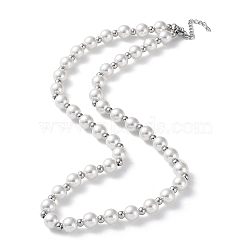 Plastic Pearl Beaded Necklace, with 304 Stainless Steel Clasps, Stainless Steel Color, 17.60 inch(44.7cm)(NJEW-F317-04P)